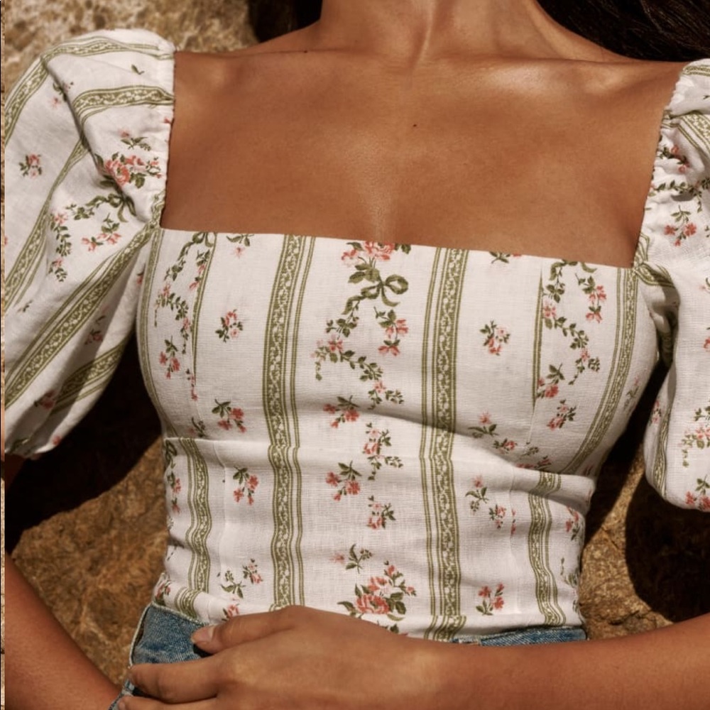 NWOT Reformation Arancini Linen Top Heath